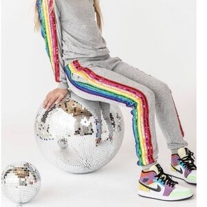 Lola and the Boys Rainboww Sequin Joggers Size 10